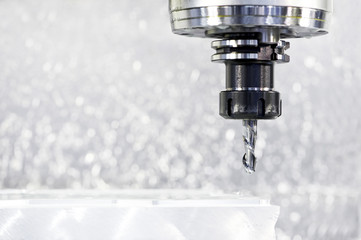 Close-up process of metal machining by mill