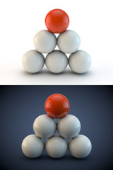 balls 3d render illustration on white and blue background