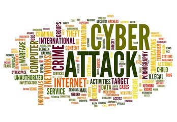 Cyber attack concept in word tag cloud