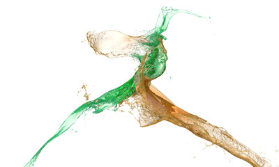 orange and turquoise liquids splashing