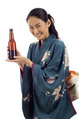 Kimono Woman with Beer