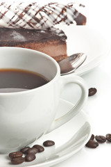 coffee with chocolate cake