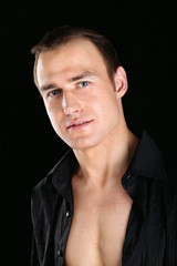 A portrait of a man  isolated on black background