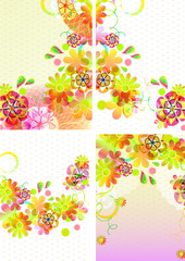 Set of four beautiful backgrounds with flowers