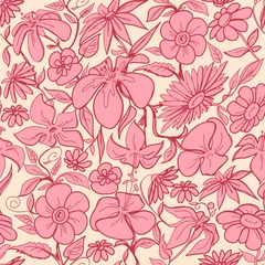 Foto op Plexiglas Retro floral seamless pattern © Danussa