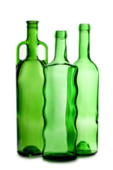 Green alcohol bottles