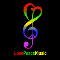 Fototapeta premium Love, peace and music