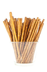 Saltsticks in a glass (with clipping path)
