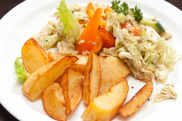 roasted potatoes with vegetables