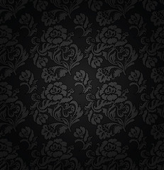 Corduroy dark gray background, ornamental flowers texture fabric