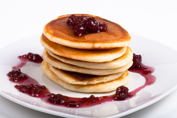 Pancakes with raspberry jam