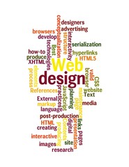 Web Design word cloud isolated on white background.