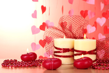 Beautiful candles with romantic decor