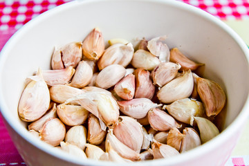 Dried garlic in a cup