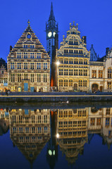 Gent Belgien Häuser am Graslei Hafen