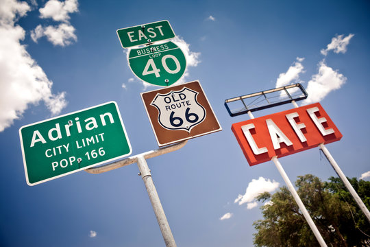 Route 66 intersection signs