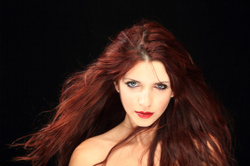 beautiful long hair red hair woman portrait