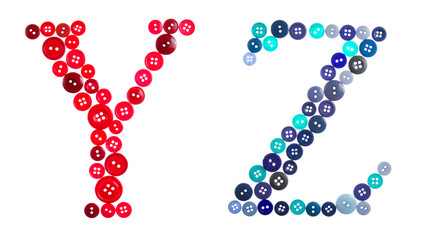 The letters Y and Z made of photographed buttons