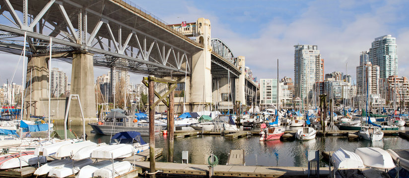 Marina Under the Burrard Bridge in Vancouver BC