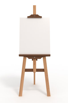 Blank art board, easel, isolated on white, clipping path