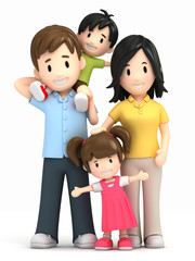 3d render of a happy family