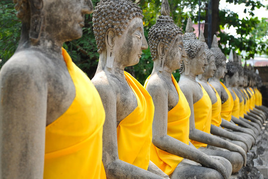 Ruin images of Buddha in Ayutthaya historical park, Thailand.
