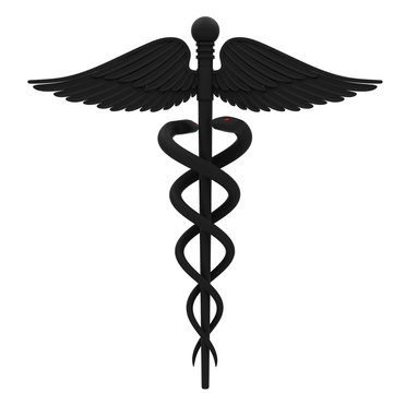 Medical caduceus symbol in black