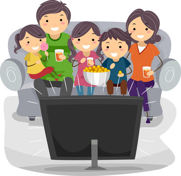 family watching tv together clip art preview
