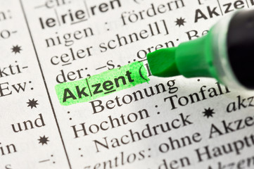 Akzent im wörterbuch markiert