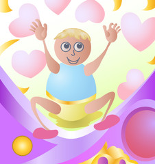 happy baby with love icon
