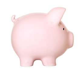 pink piggy bank isolated on white
