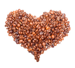 coffee beans in heart shape