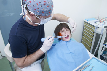 boy during a dental visit. doctor's clinic