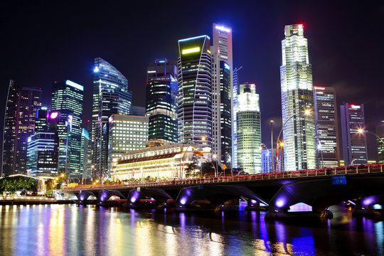 cityscape of Singapore at night
