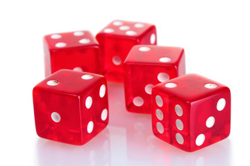 Red dices isolated on white