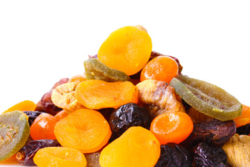 Dried fruits isolated on white