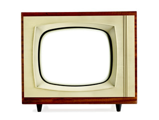 Vintage television with blank screen