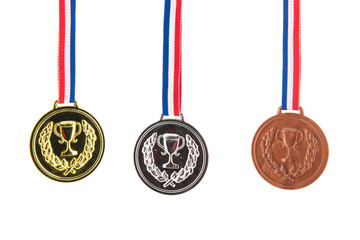 Gold silver and bronze medals