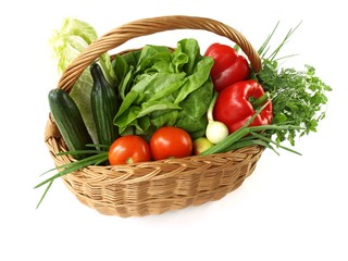 Isolated basket with vegetables