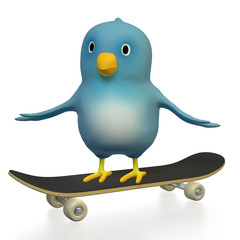Bluebird on a skateboard