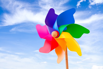 Color pinwheel against summer sky