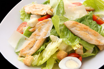 Chicken caesar salad closeup