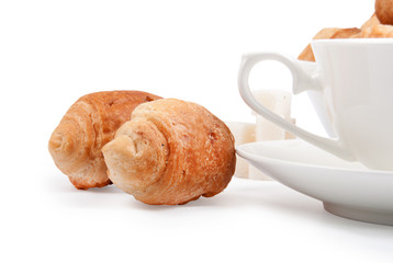 Breakfast with coffee and croissant