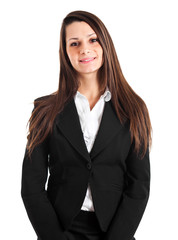 Obraz premium Smiling businesswoman isolated on white