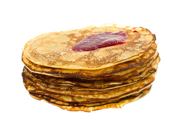 Pancakes with the raspberry jam