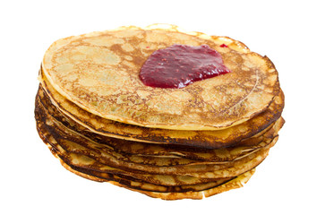 Pancakes with the raspberry jam