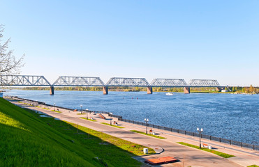 railway bridge on Volga river in Yaroslavl, Russia