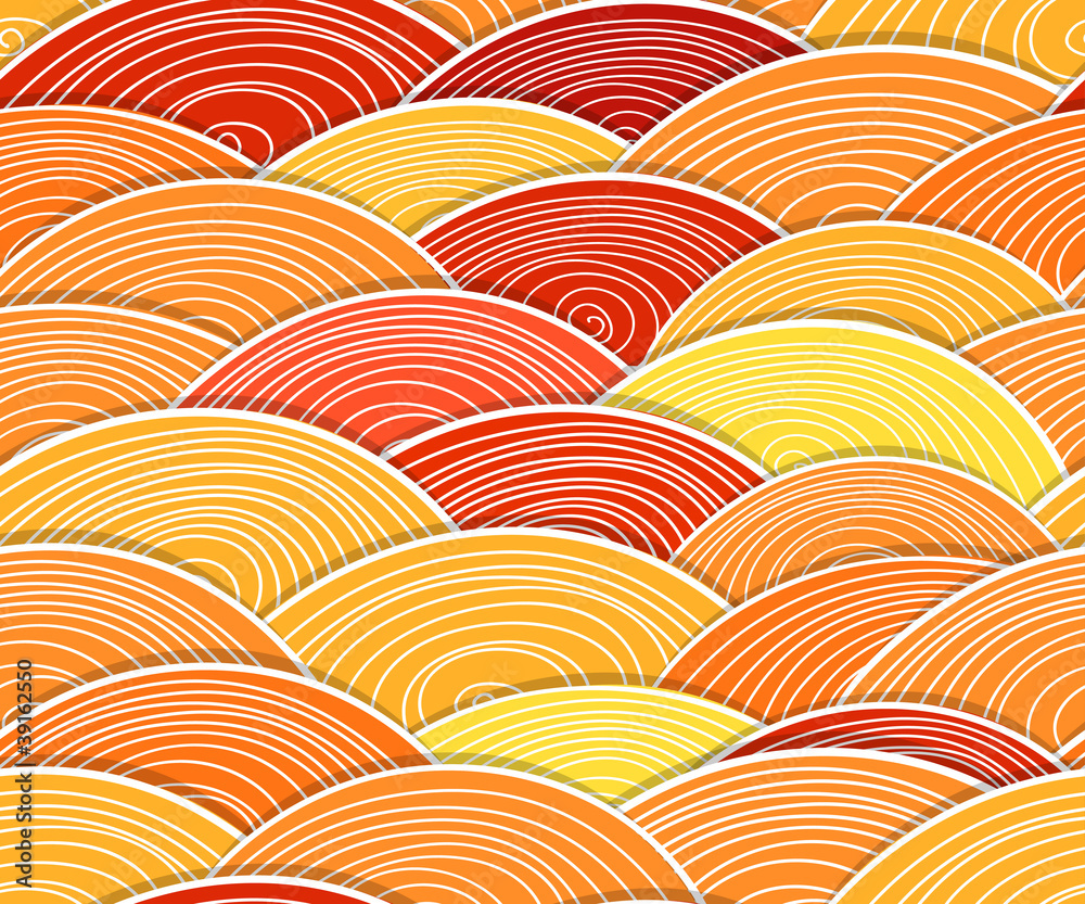Poster seamless background of curled abstract orange waves