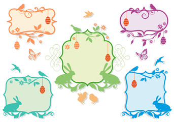 easter frame set with bunny and eggs, vector