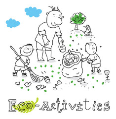 Eco activities, vector drawing - 39163988
